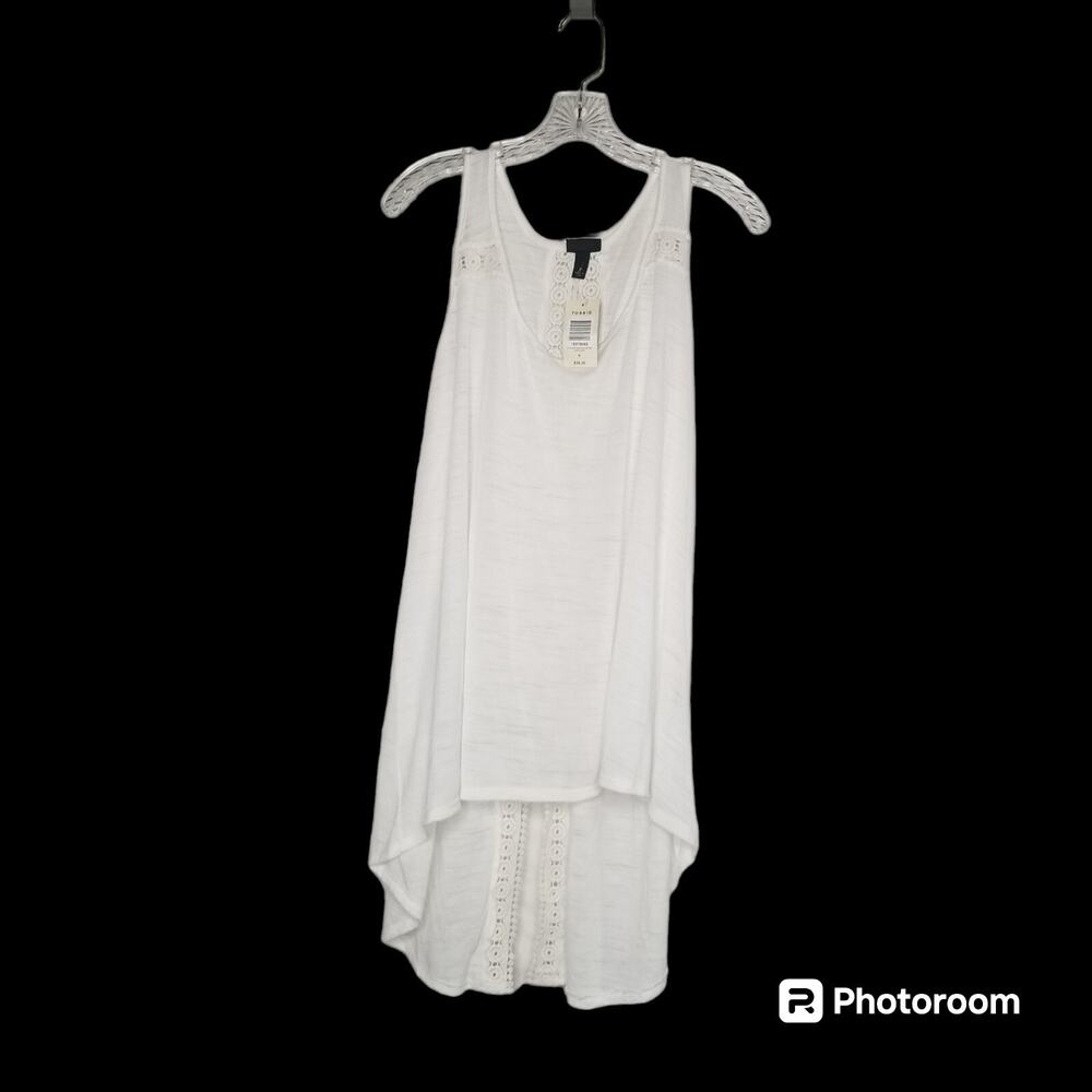Torrid Slub Ivory Crochet Tank Top Size 0 Large Split Back Lagenlook Boho NEW